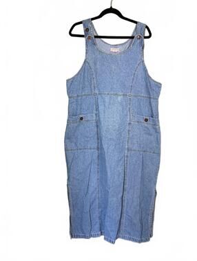 Vintage 90s Cherokee Teacher Denim Overall Dress Size 18